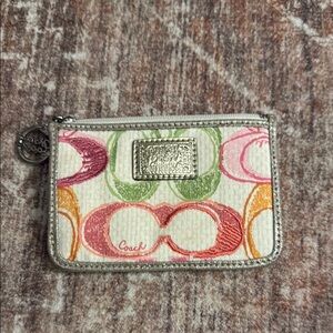 Coach Multicolor Signature Poppy card Pouch Some wear!!!